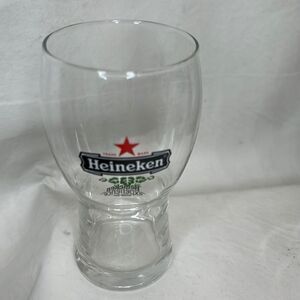 Heineken Beer Glass Experience Amsterdam 12 Oz 5 1/4 Tall 2 1/2 Round Green Red